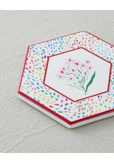English Home Blossom Frame Seramik Bardak Altlığı 11 Cm Renkli Çok Renkli