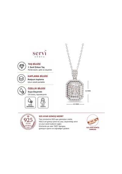 Servi 925 Ayar Gümüş Baget Kolye-27