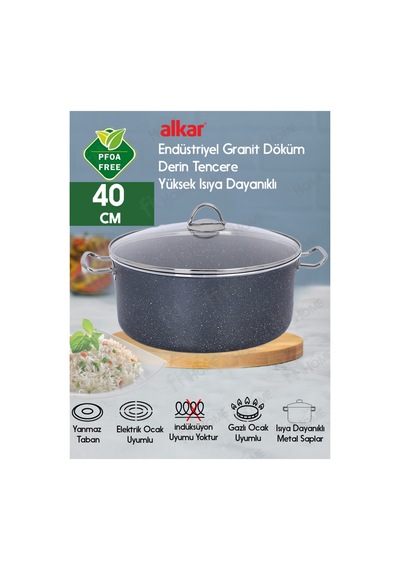 Sanayi Tipi Granit Döküm Büyük Boy Derin Tencere İşyeri Lokanta Boy 34-36-38-40 Cm 40 Cm