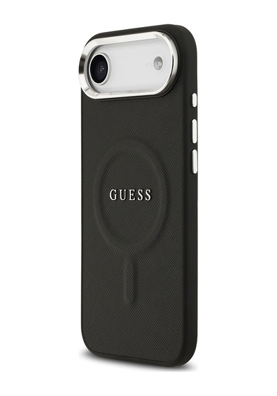 Apple Uyumlu iPhone 17 Air Kılıf Guess Lisanslı M-safe Özellikli Klasik Yazı Logolu Pu Deri Kapak Siyah Siyah