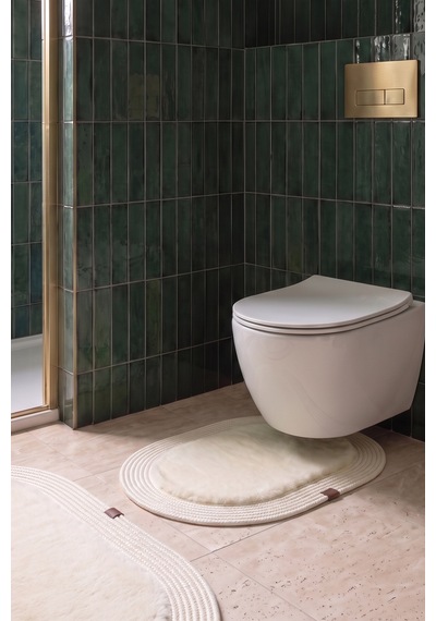 Banyo Paspası Takımı 60x100+40x60 Cm Düz Bej & Krem Bej - Krem