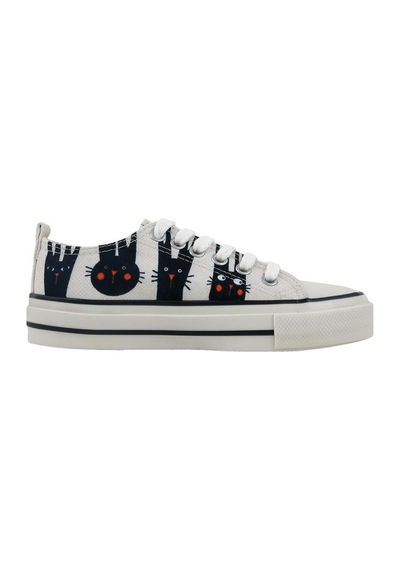 Kadın Vegan Beyaz Sneakers - Line Of Rabbits Tasarım Çok Renkli