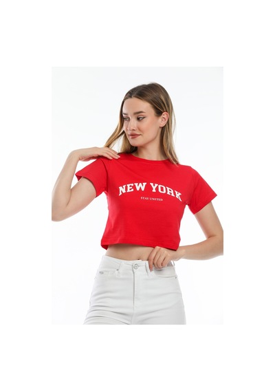 Kadın Newyork Baskılı Tişort Spr21y15 001