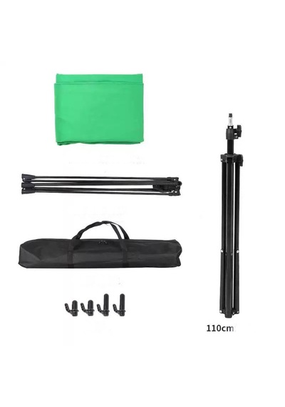 Fototek 2x2m Yeşil Fon Perde + 2x2m Fon Stantı Fotoğraf Video Çek