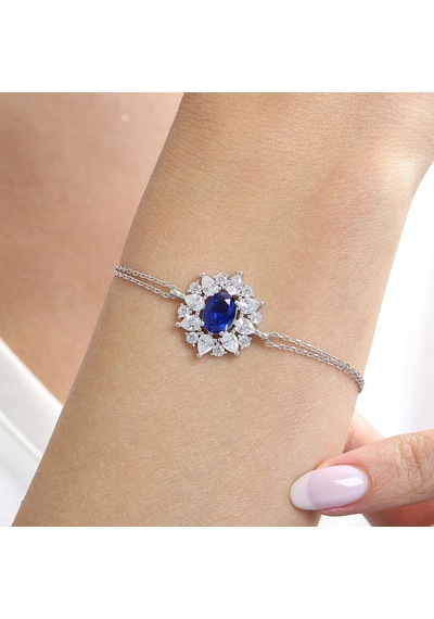 Effective Diamond Paris Işıltısı Sentetik Safir Taşlı Gümüş Bileklik