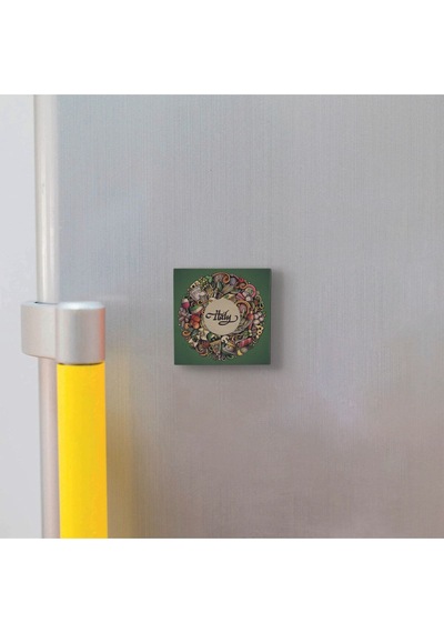 İtalyan Mutfağı Sembolleri Baskılı Taş Magnet 5x5