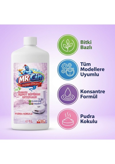Mr.cin Robot Süpürge Deterjanı Pudra Kokulu 1 Litre Tekli