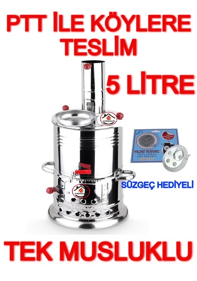 Odunlu Kömürlü Çay Semaveri Odunlu Kömürlü Semaver Tek Musluklu Semaver 3,5 Litre