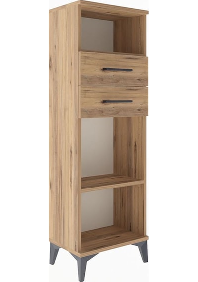 Arges Dolap 2 Raflı 2 Çekmeceli 44x30x134 Çam-çam Çam