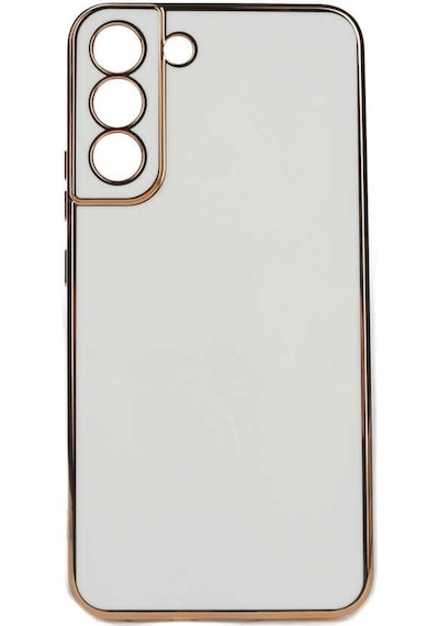 Kilifone - Galaxy S22 Plus Uyumlu Kılıf Kenarları Parlak Altın Renkli Silikon Bark Kapak - Beyaz - T21638