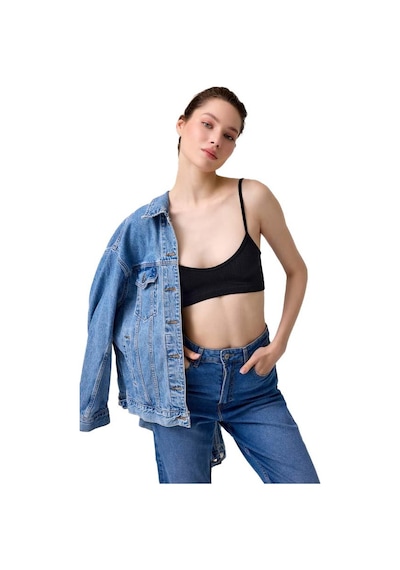 Cottonhill Premium - Kadın Siyah Seamless İp Askılı Crop Top Büstiyer Siyah