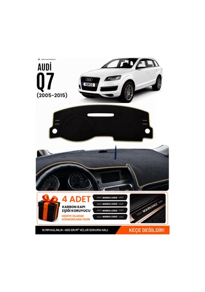 Audı Q7 2005-2015 Uyumlu Torpido Koruma, Torpido Örtüsü, Torpido Kılıfı - Siyah-bej - Au005