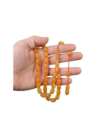 Kapsül Kesim 12x8 Mm Sıkma Kehribar Sistem Püsküllü Tesbih Sarı