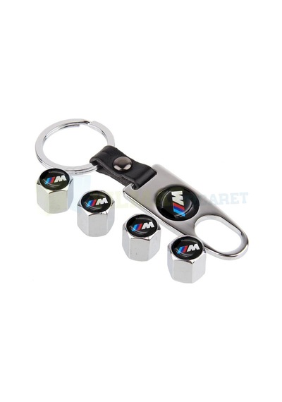 Bmw Uyumlu M Logo Anahtarlık Sibop Kapağı Set Paslanmaz Çelik Gümüş