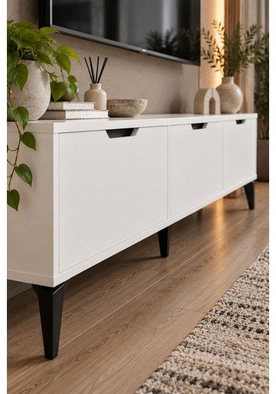 Sulorahome Beyaz Suntalam Tv Sehpası 160x35 Cm