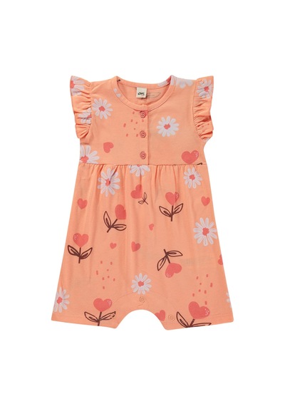 Civil Baby Kalp Çiçek Empirme 6-18 Ay Tulum - Pudra Somon