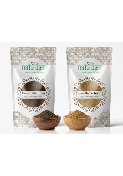 100 Gr Toz Halile Seti : 50 Gr Kara Halile Tozu + 50 Gr Sarı Halile Tozu / Yeni Öğütülmüş