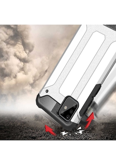 Noktaks - Samsung Galaxy Uyumlu A81 Note 10 Lite - Kılıf Çift Katman Zırh Tank Crash Military Kapak - Mavi