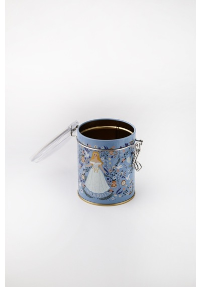 Tales Cinderella Desenli Kilitli Kapaklı Yuvarlak Metal Kutu, 9 X 11 Cm, 0.6 Lt