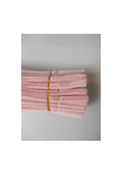 100 Adet Açık Pembe Şönil, Çiçek Yapımına Uygun Tüylü Tel, 30 Cm 6mm