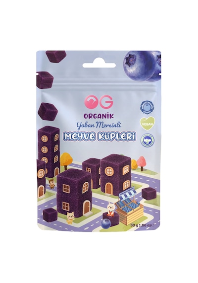 5'li Organik Yaban Mersinli Meyve Küpleri 5 X 30 Gr