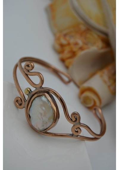 Stoneage Barok Inci Bileklik Bronz
