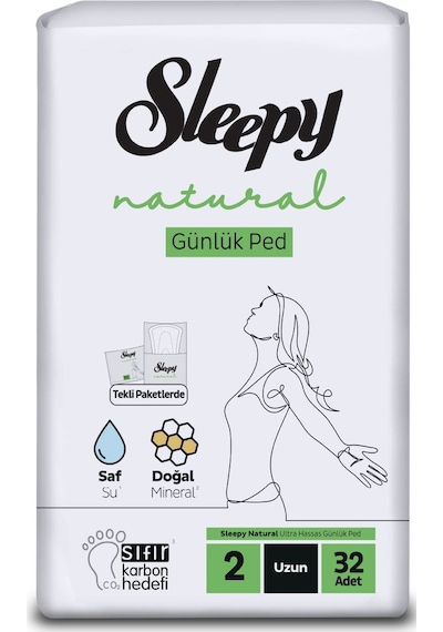 Sleepy Natural Ultra Hassas Günlük Ped Uzun 32 Adet