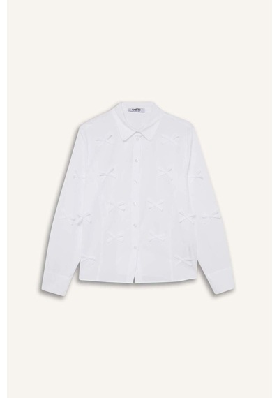 Defacto Regular Fit Poplin Uzun Kollu Tunik F2724ax25spwt34 Beyaz