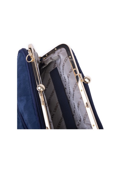 Nas Bag Burslu Klipsli Vintage Omuz Ve Çapraz Çanta 23x20 Cm Ebatlarındadır Lacivert Süet Laci