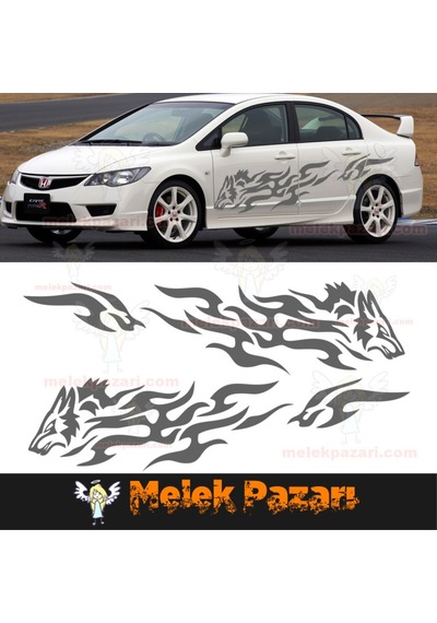 Tribal Kurt Oto Sticker. Sağ Sol Set