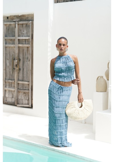Mai Collection Mai Studios Co. Sofi Transparan Mavi Crop Etek Takım mavi