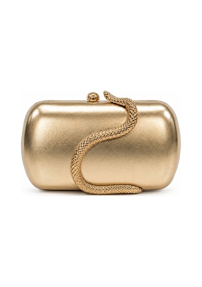 Aylesh Serpente Gold Yılan Detaylı Clutch Çanta Altın Altın