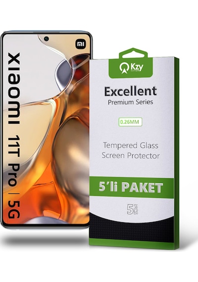 Xiaomi Mi 11T PRO 5G ile Uyumlu Temperli Ekran Koruyucu Kırılmaz Cam Ekonomik 5'li Paket