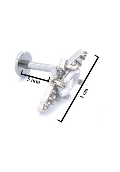 Ferizz 316l Çelik Zirkon Taşlı Kutup Yıldızı Piercing Prc-156 Gümüş