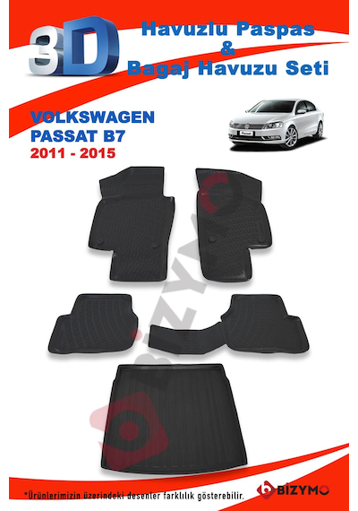 Volkswagen Passat B7 2011-2015 Paspas Ve Bagaj Havuzu Seti