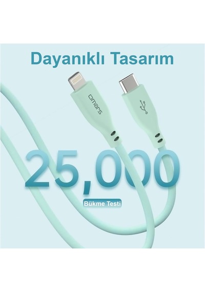 Omars OMCB010GA Usb-C To Lightning Şarj ve Data Kablosu Yeşil
