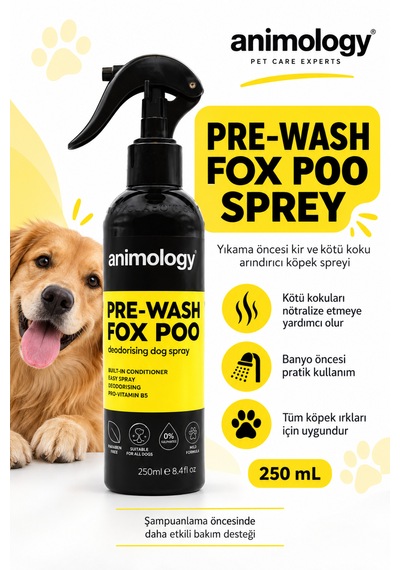 Animology Pre-wash Fox Poo Köpekler İçin Kir Ve Koku Arındırıcı Sprey 250 Ml
