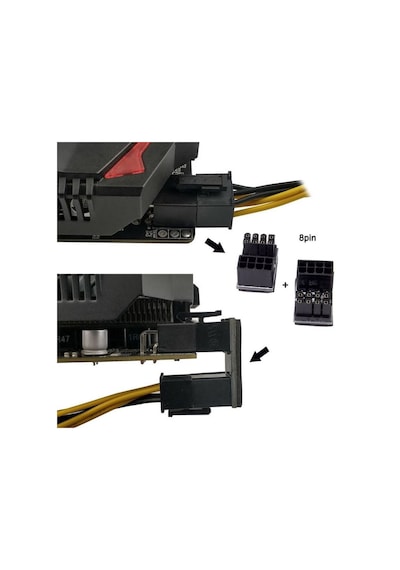 Ekran Kartı 8 Pin Atx Güç 90 180 Dirsek Çevirici 4975P Adaptör L