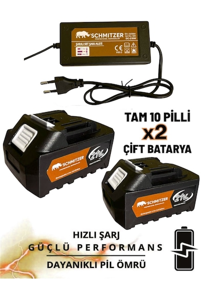Schmıtzer 2budama-t Pro Set 21v Çelik Şanzuman 2 Pala Ve Zincir Şarjlı Dal Ağaç Kesme Bağ Budama Makas Testere