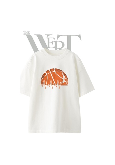 Thewert Basketball Dunk Tasarım Baskılı Ünisex Beyaz Oversize T-shirt