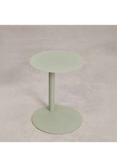 Paledin Design Magna Yan Sehpa Modern Yuvarlak Çelik Koltuk Yanı Sehpası Granit Grisi 40x40x50 Cm Haki