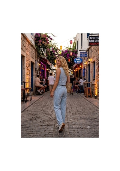 Zdnjeans Kadın Buz Mavi Denim İkili Takım Kolsuz Crop Bluz & Bol Paça Pantolon