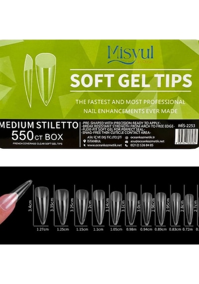Misyul Jel Tırnak Medium Stiletto 550'li Paket Soft Jel Tips Mıs-2253