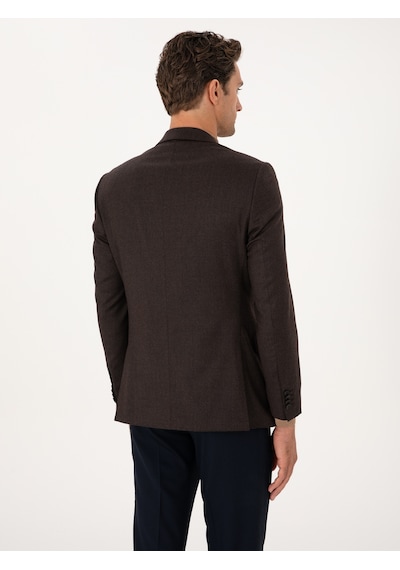 Cacharel Kahverengi Slim Fit Yün Karışımlı Ceket