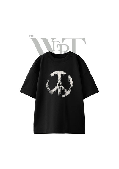 Thewert Peace Skull 1 Tasarım Baskılı Ünisex Siyah Oversize T-shirt