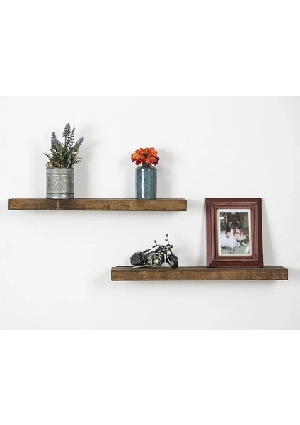 Nest Woodtr Dekoratif Doğal Ahşap Tekli Raf Gizli Raf 40x15x4 Cm Gizli Aparatlı Raf 1 Adet Ceviz