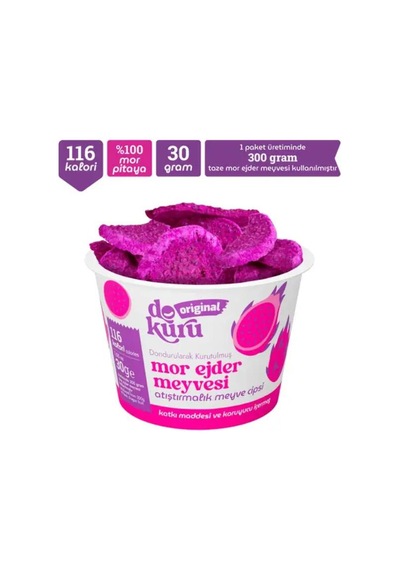 Dokuru Original Mor Ejder Meyvesi Atıştırmalık Meyve Cipsi 30 Gr 10 G