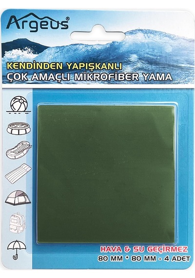Argeus 4'lü Fiber Çanta Delik Tamir Yaması Haki Çok Renkli