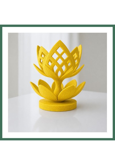 En-cag 3d Baskı Lotus Çiçeği Mumluk - Dekoratif Tealight Mumluk-sarı Bss
