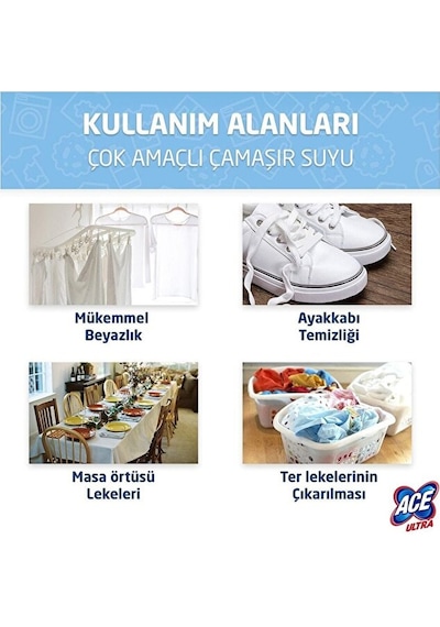 Ace Ultra Power Jel Kıvamlı Çamaşır Suyu Dağ Tazeliği 810g X 3 Ad Diğer